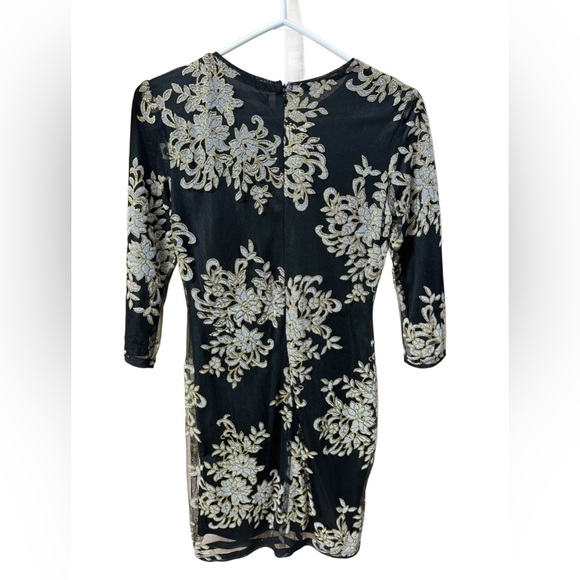 TFNC London- Black dress with gold sparkling flowers - Picture 2 of 5